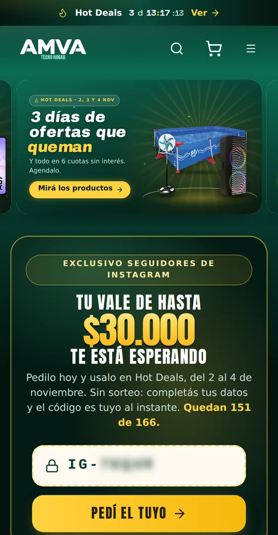 Tienda online de AMVA Tecno Hogar en el celular
