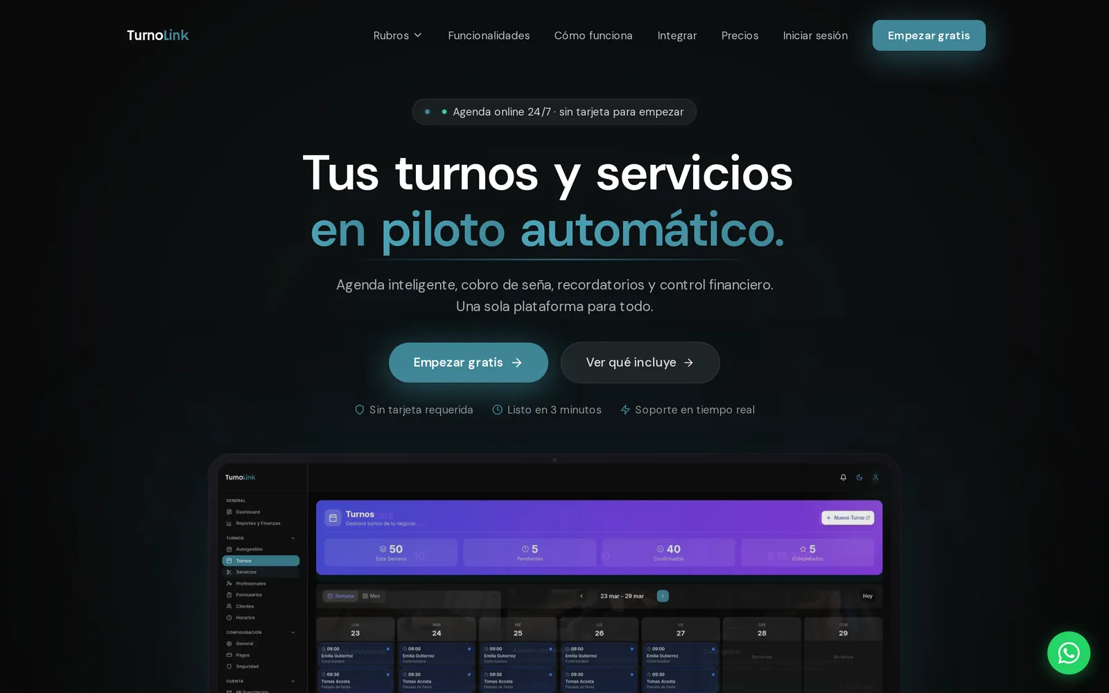 Sitio de TurnoLink, agenda de turnos online